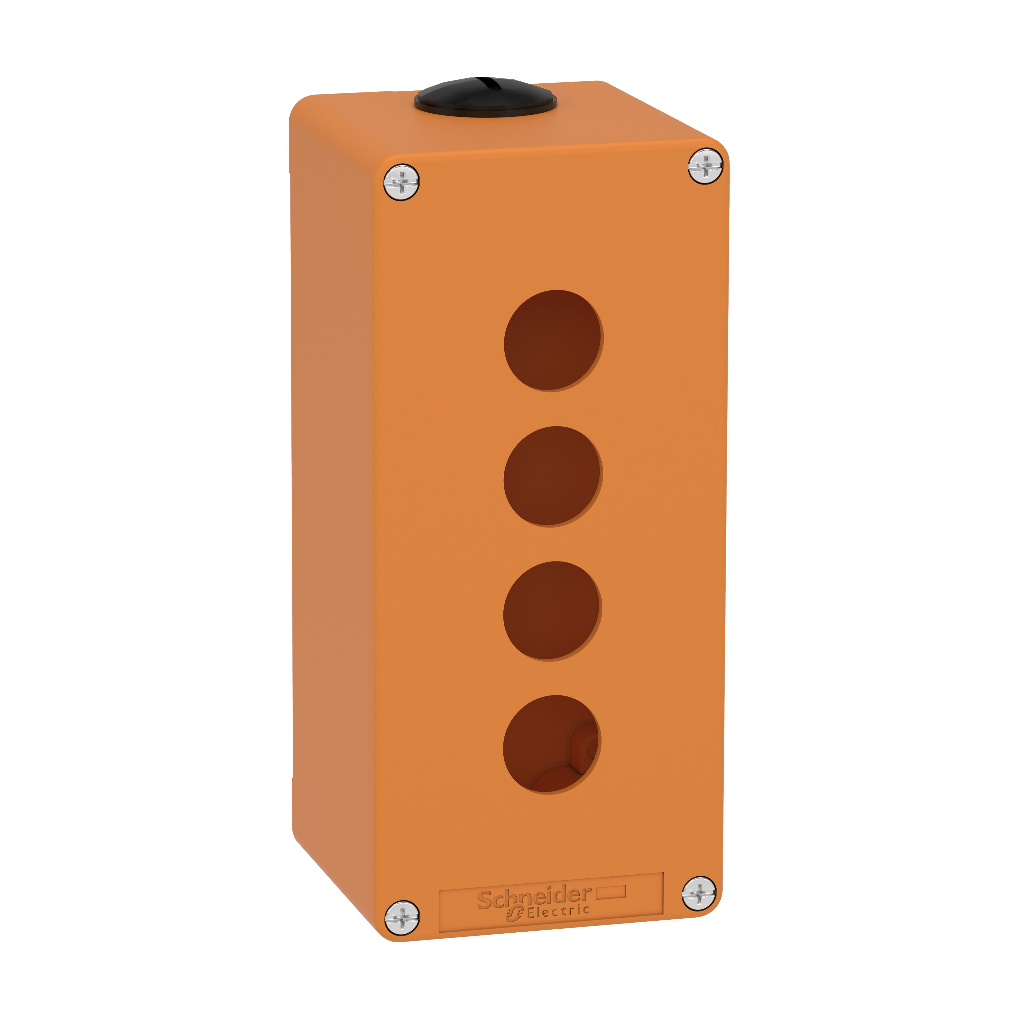 Schneider Electric Orange Die Cast Zinc Harmony Empty Control Station - 4 Hole 22 mm Diameter