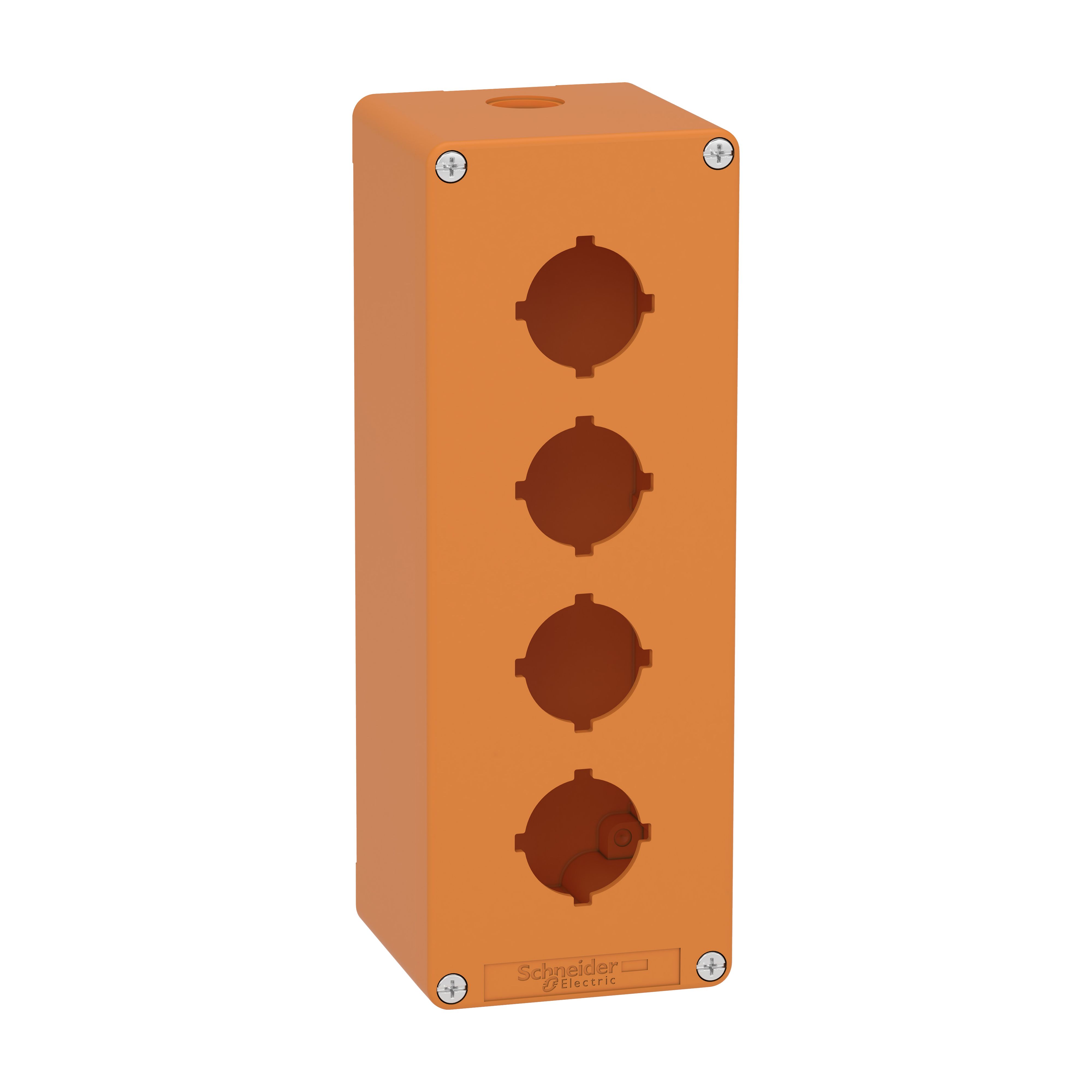 Schneider Electric Orange Die Cast Zinc Harmony Empty Control Station - 4 Hole 30 mm Diameter