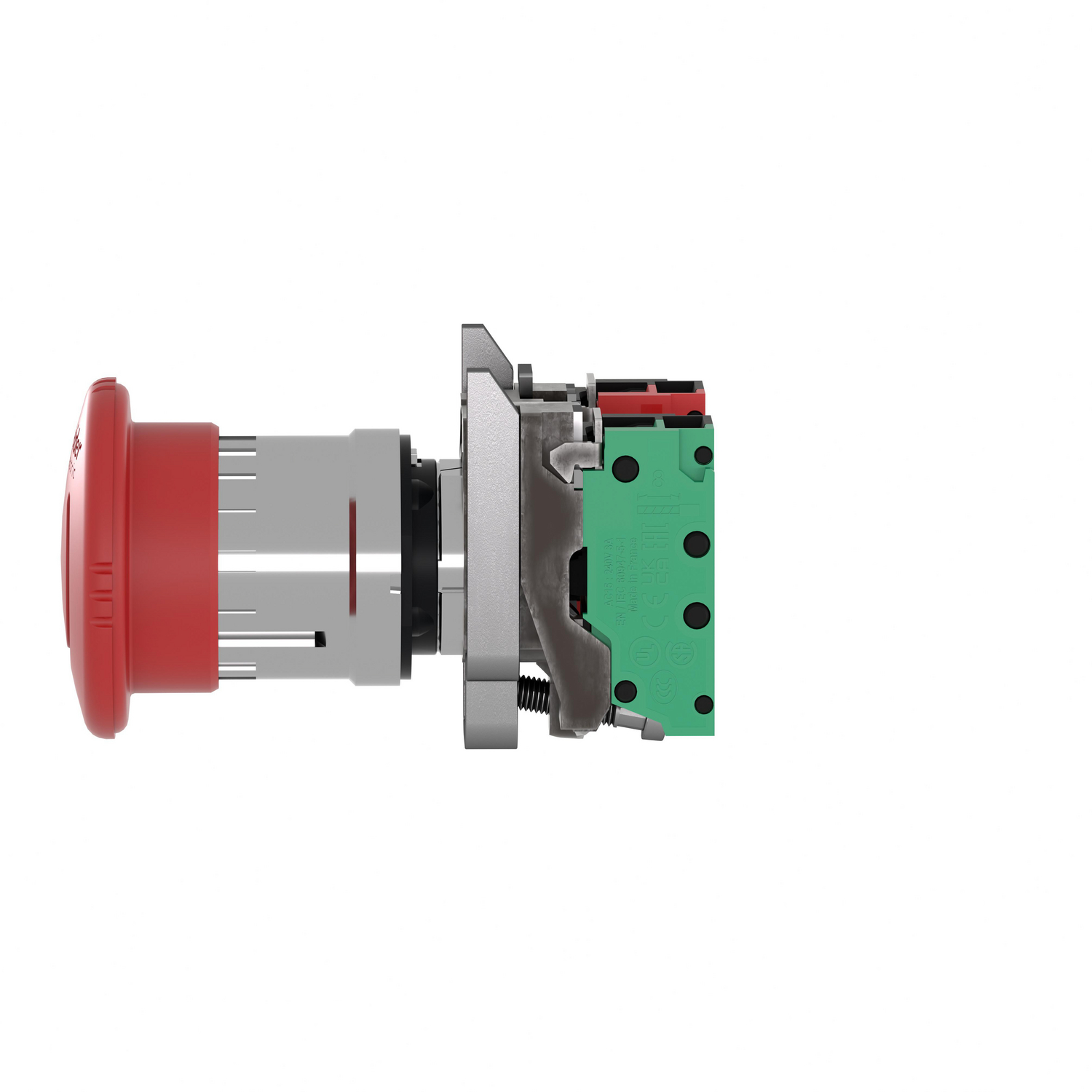 xb4bs84455 Schneider Electric Harmony XB4 Series Turn to Release Emergency Stop Push Button, 22.5 mm Cutout, 1 NO/1 NC, IP69K,