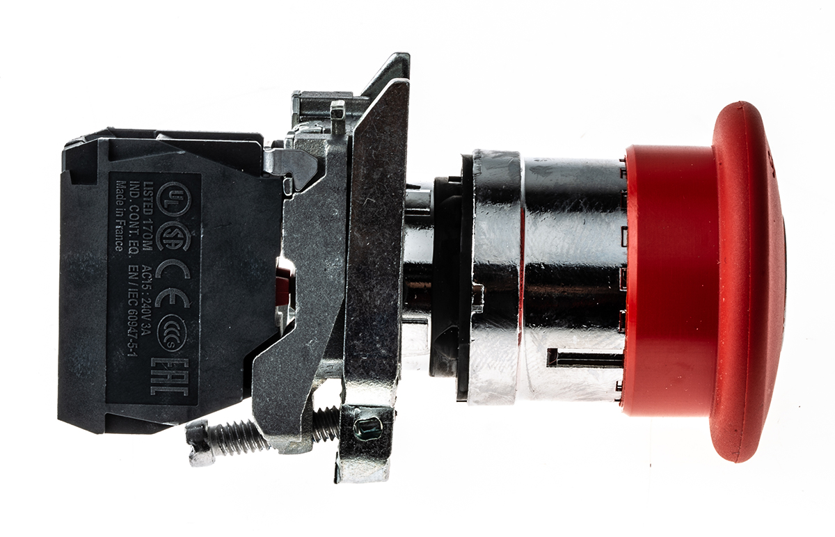 xb4bs9442 Schneider Electric Harmony Series Key Release Emergency Stop Push Button, Panel Mount, 22 mm Cutout, 1 NC, IP66, IP67,