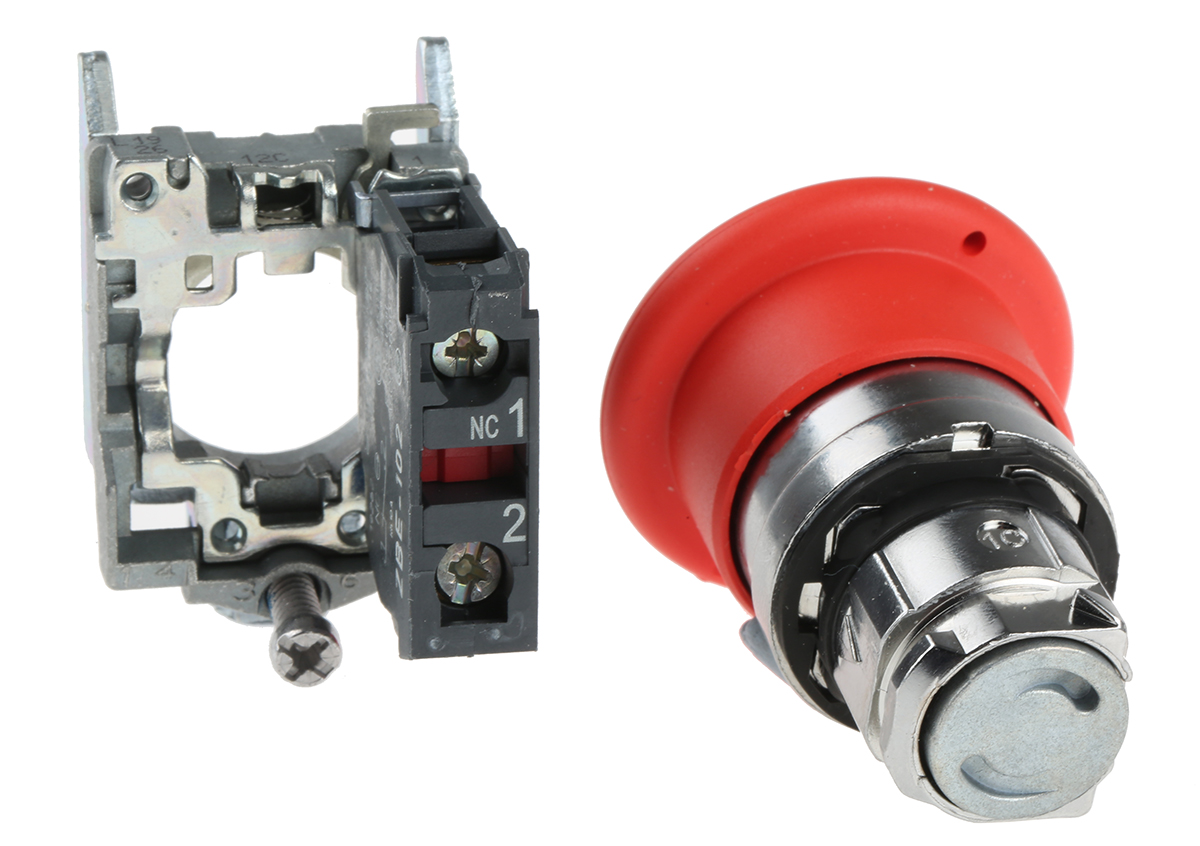 xb4bt842 Schneider Electric Harmony Series Pull Release Emergency Stop Push Button, Panel Mount, 22 mm Cutout, 1 NC