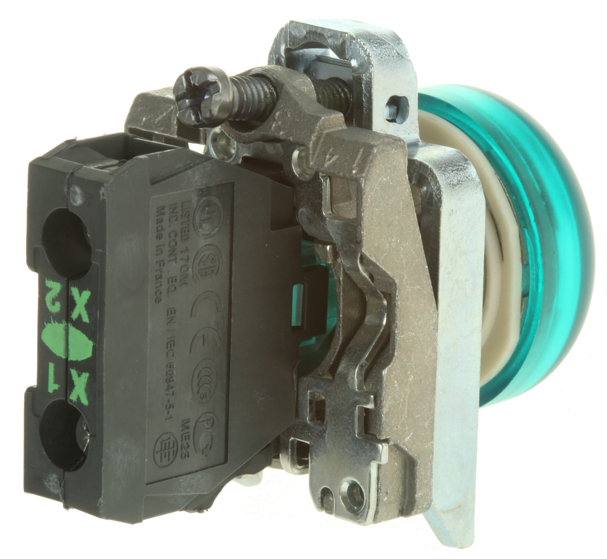 xb4bvb3ex Schneider Electric, Harmony, Panel Mount Green LED Pilot Light, 22 mm Cutout, IP65, Round