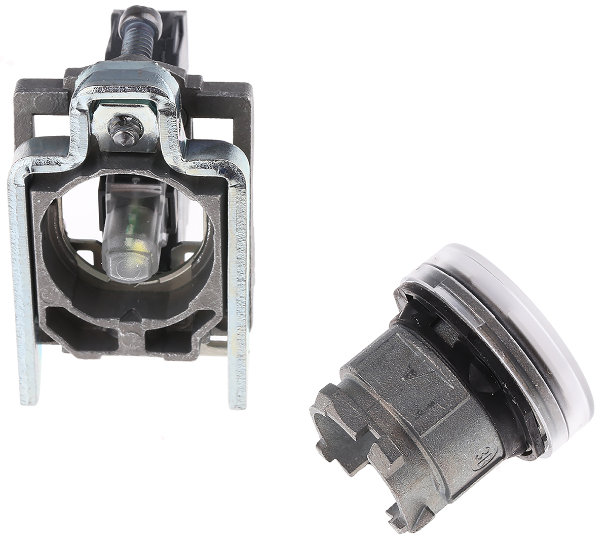 xb4bvg1 Schneider Electric, Harmony XB4, Panel Mount White LED Pilot Light, 22 mm Cutout, IP66, IP67, IP69K, Round, 120V ac