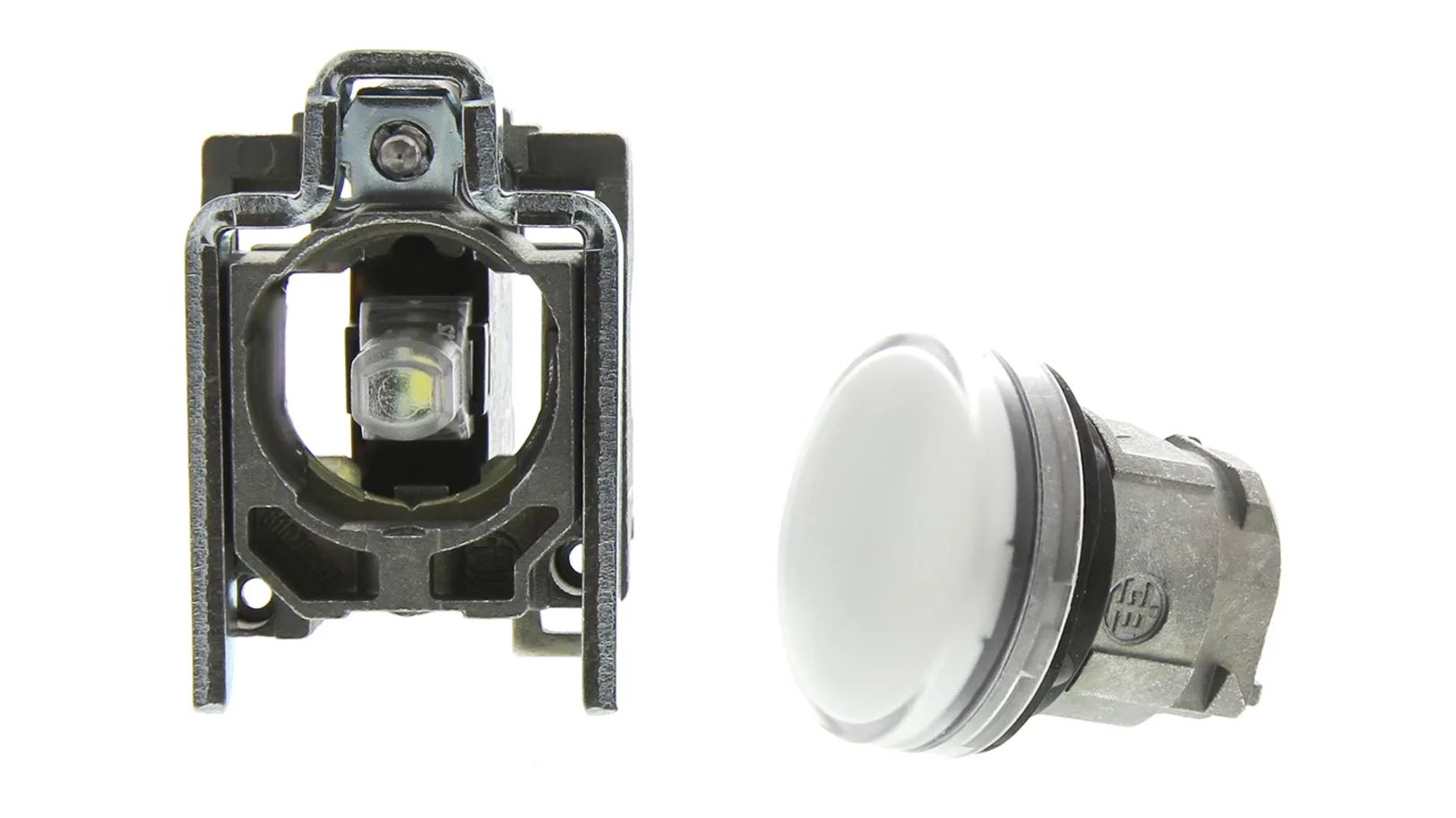 Schneider Electric, Harmony XB4, Panel Mount White LED Pilot Light, 22 mm Cutout, IP66, IP67, IP69K, Round, 240V ac