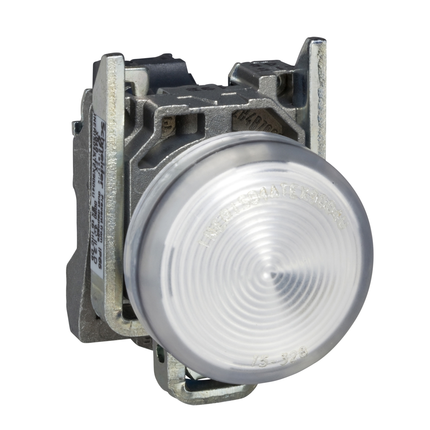 xb4bvm1 Schneider Electric, Harmony XB4, Panel Mount White LED Pilot Light, 22 mm Cutout, IP66, IP67, IP69K, Round, 240V ac