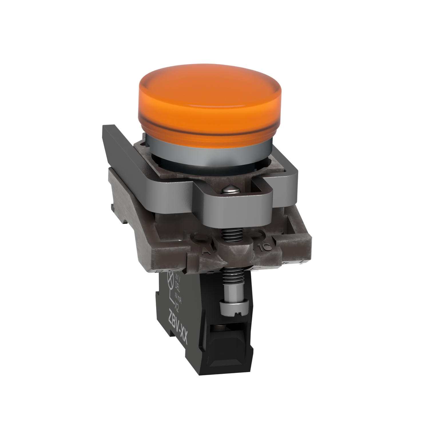 xb4bvm5 Schneider Electric, Harmony, Panel Mount Orange LED Pilot Light, 22 mm Cutout, IP67, IP69, IP66, Round