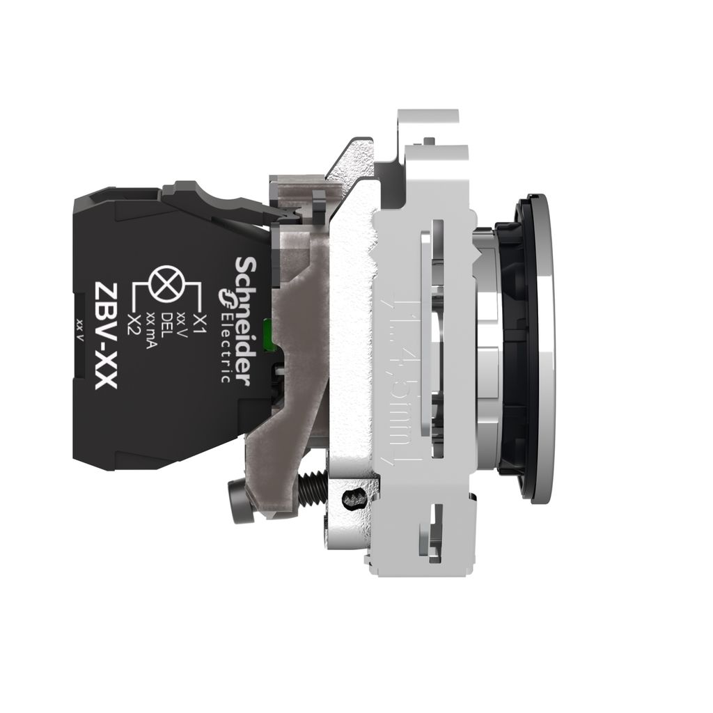xb4fvm1 Schneider Electric, Harmony XB4, Flush White LED Pilot Light, 30 mm Cutout, IP69, IP67, IP66, Round, 264V ac
