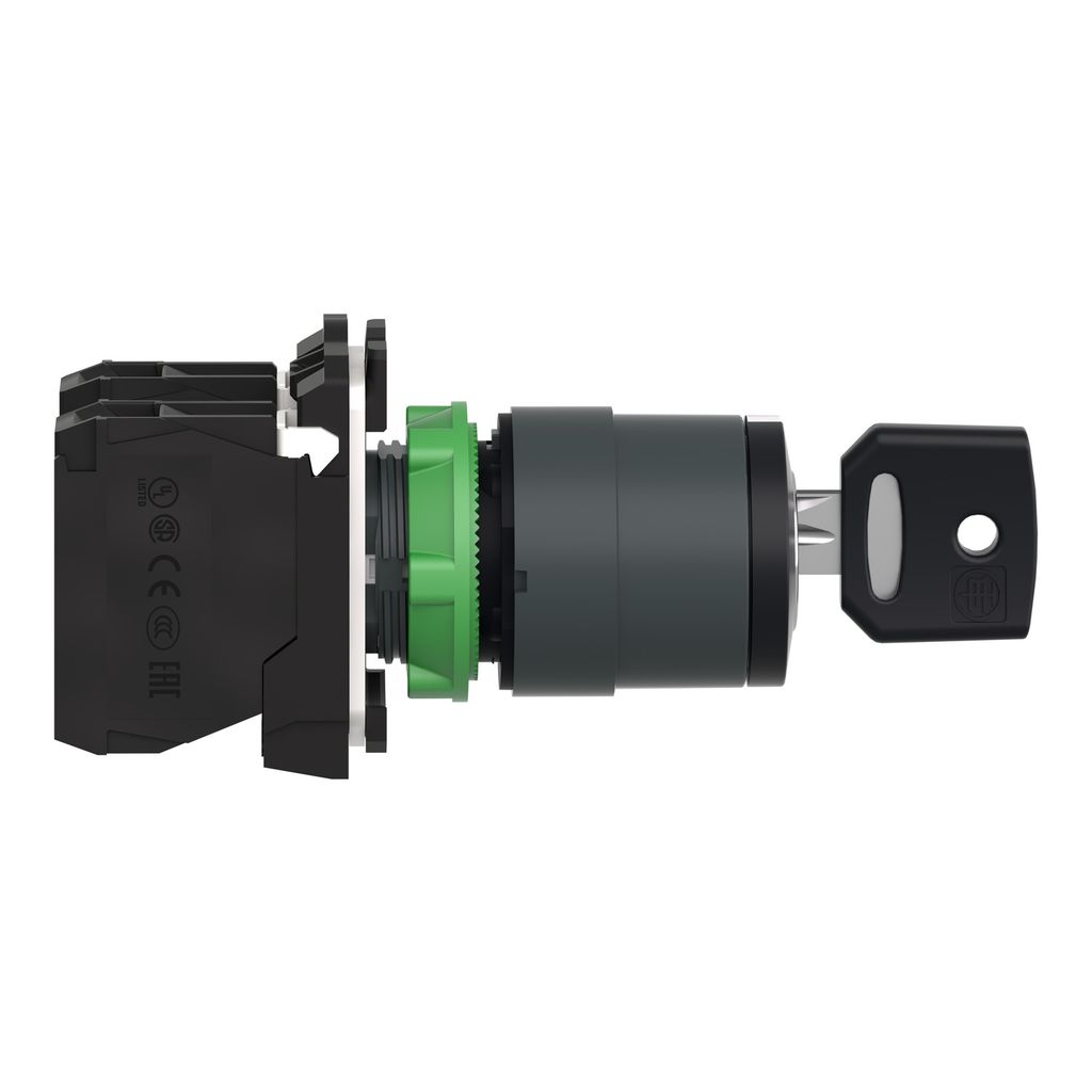 xb5ag33 Schneider Electric IP66, IP69K, IP67, IP69 Key Switch, 2 NO, 10A 3-Way 455-Key