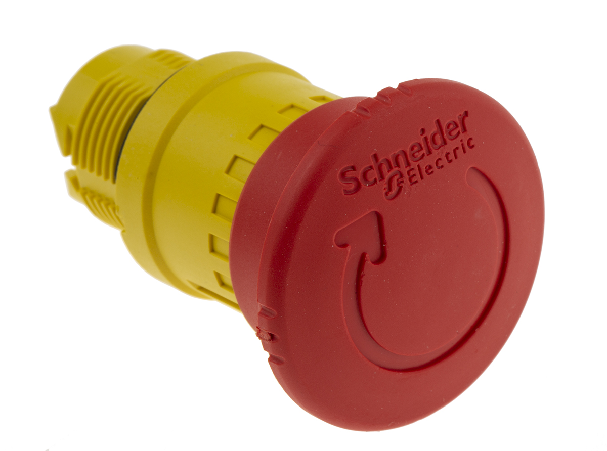 Schneider Electric Harmony Series Twist Release Emergency Stop Push Button, Panel Mount, 22 mm Cutout, 1 NC, IP67, IP69,