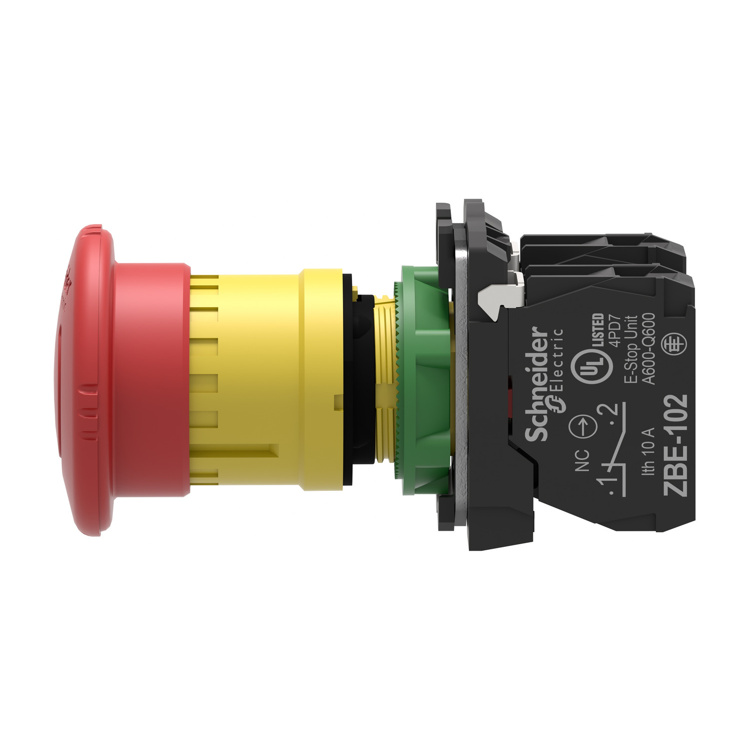 xb5as8444 Schneider Electric Harmony Series Twist Release Emergency Stop Push Button, Panel Mount, 22 mm Cutout, 2 NC, IP67, IP66,