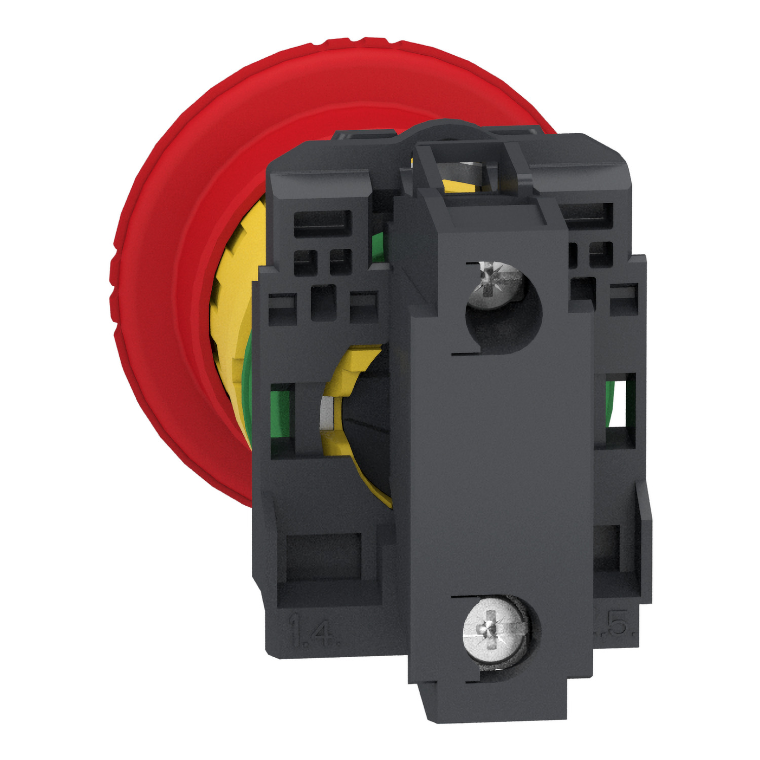 xb5as8446 Schneider Electric Harmony Series Turn to Release Emergency Stop Push Button, Panel Mount, 22.5 mm Cutout, 1 NC, IP66,