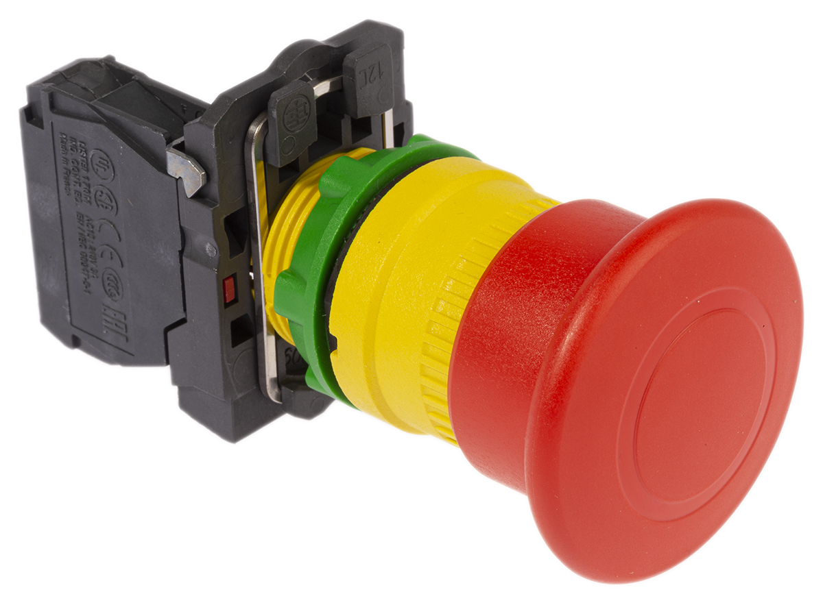 Schneider Electric Harmony Series Pull Release Emergency Stop Push Button, Panel Mount, 22 mm Cutout, 1 NC, IP66