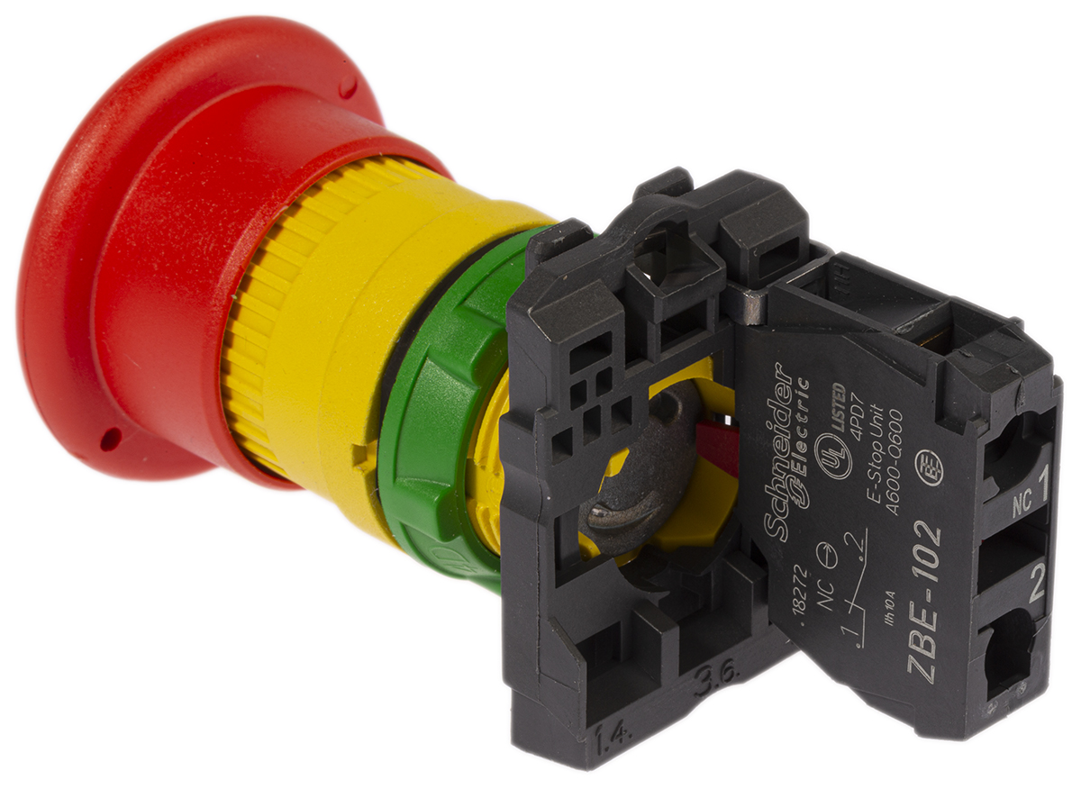 xb5at842 Schneider Electric Harmony Series Pull Release Emergency Stop Push Button, Panel Mount, 22 mm Cutout, 1 NC, IP66