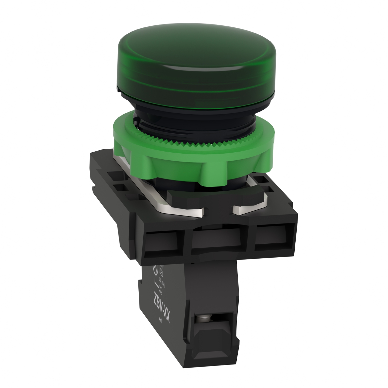 xb5av63 Schneider Electric, Harmony, Panel Mount Green LED Pilot Light, 22 mm Cutout, IP67, IP66, Round, 250V