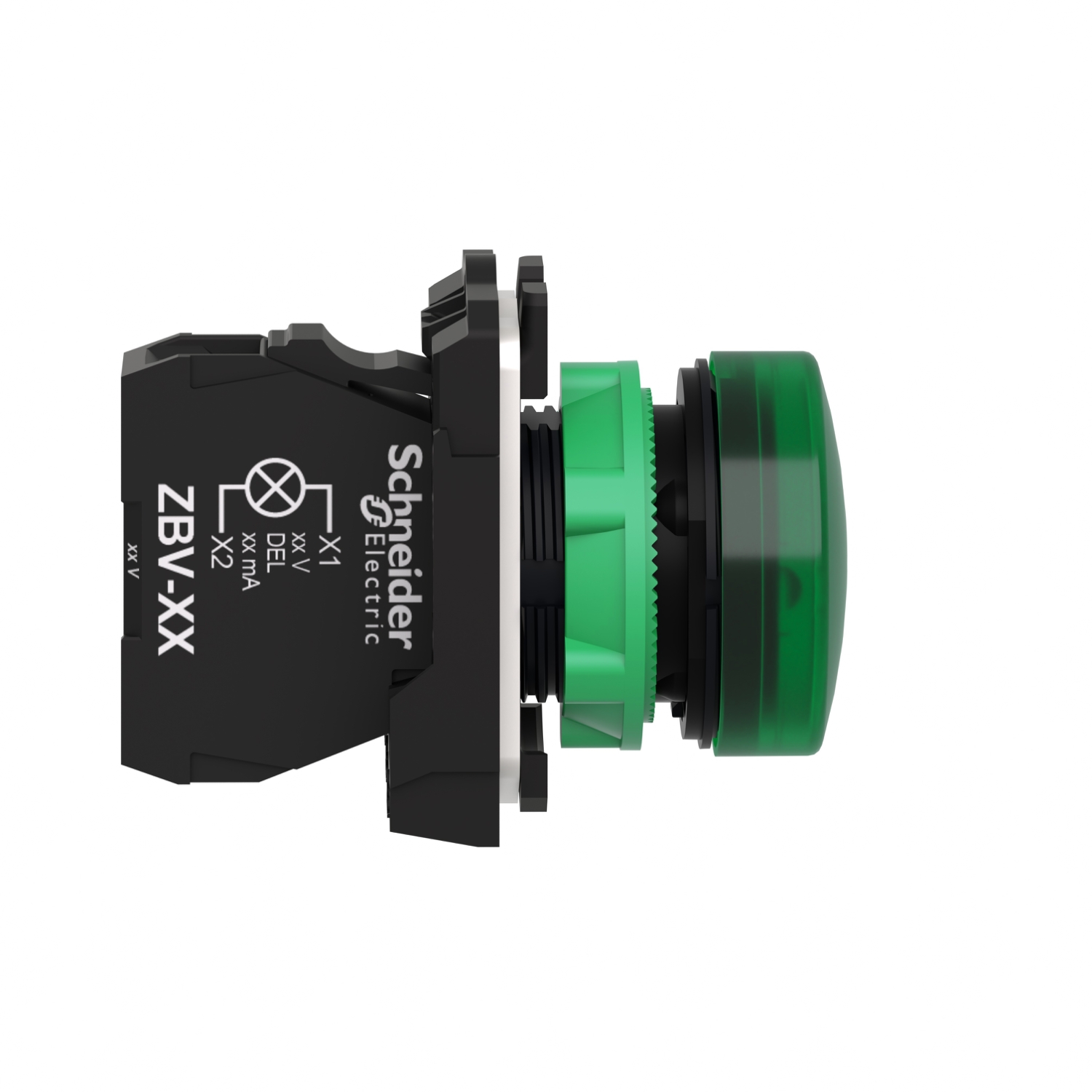 xb5avb3 Schneider Electric, Harmony, Panel Mount Green LED Pilot Light, 22 mm Cutout, IP67, IP69K, IP66, Round