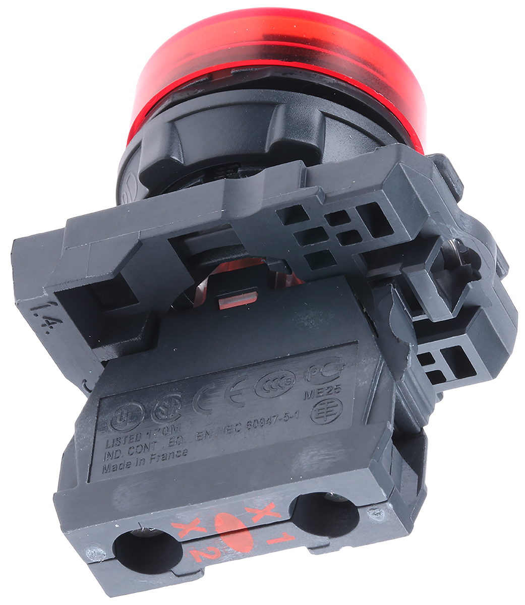 xb5avg4 Schneider Electric, Harmony, Panel Mount Red LED Pilot Light, 22 mm Cutout, IP67, IP66, Round
