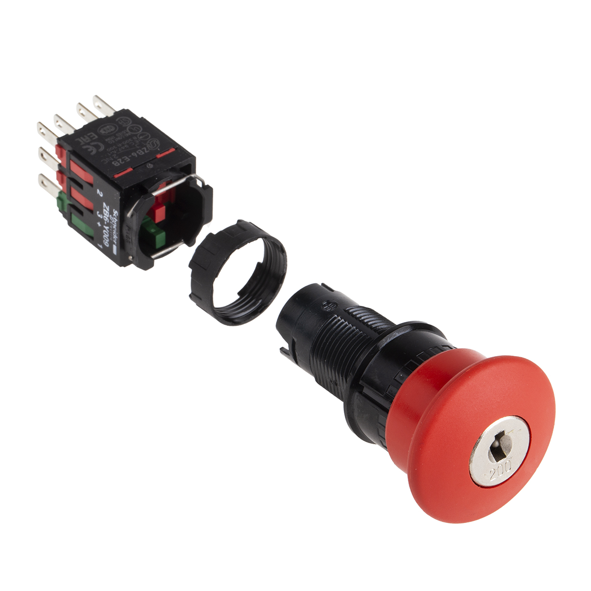 Schneider Electric Harmony Series Key Release Emergency Stop Push Button, Panel Mount, 16 mm Cutout, 2 NO/2 NC, IP65