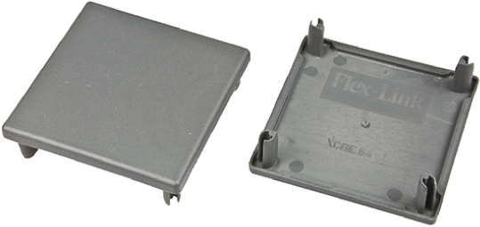 FlexLink Grey Square End Cap 64 mm Strut Profile, 11 mm Groove