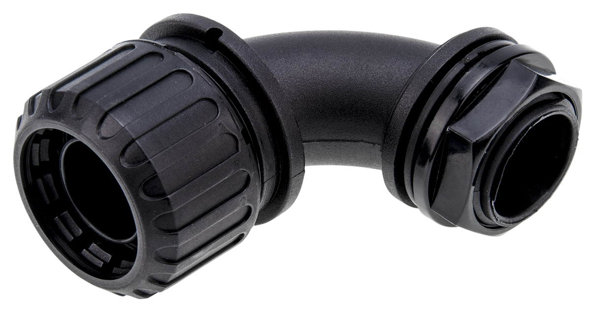Adaptaflex Conduit Black, Conduit Fitting, 20 mm Nominal Size, M20, Polyamide 66, Black IP65 rating