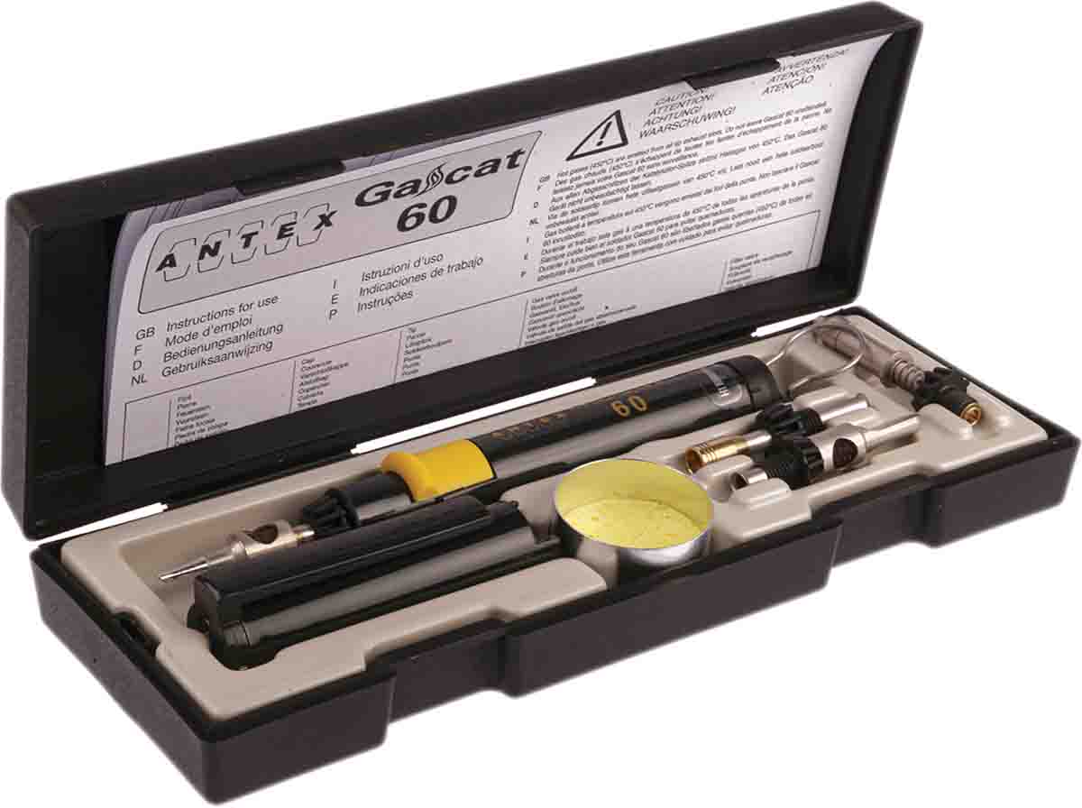 Antex Electronics 60W Gas Soldering Iron Kit, kit contents: Robust Plastic Case, Tray and cleaning sponge