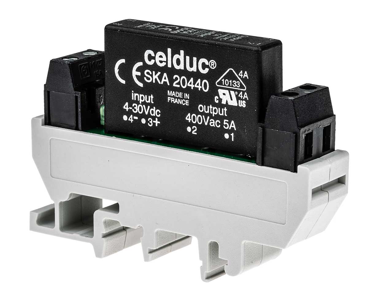 xka90440 Celduc XK Solid State Interface Relay, Control:240V ac/dc DIN Rail Screw