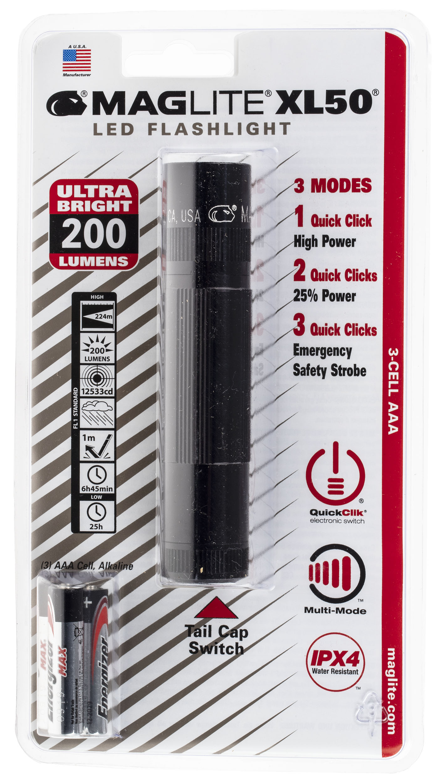 xl50 Maglite LED Torch Black 104 lm, 122 mm