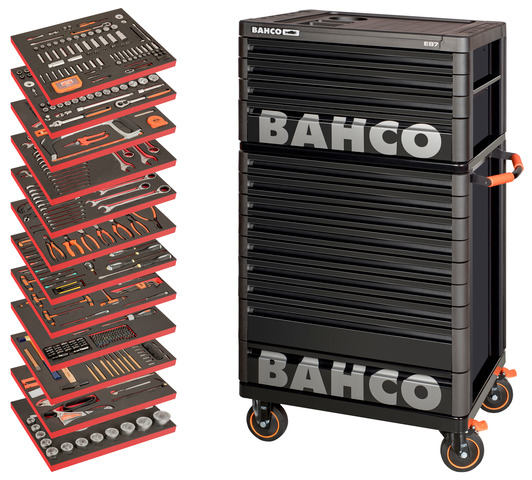 Bahco 9 Drawer Wheeled Roller Cabinet, Steel