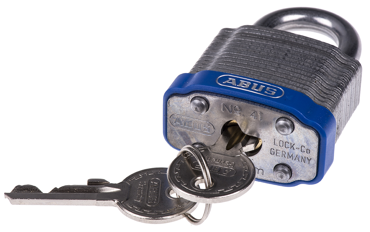 xr0041-40 ABUS Key Steel Padlock Weatherproof, 6.7 mm Shackle, 44 mm Body