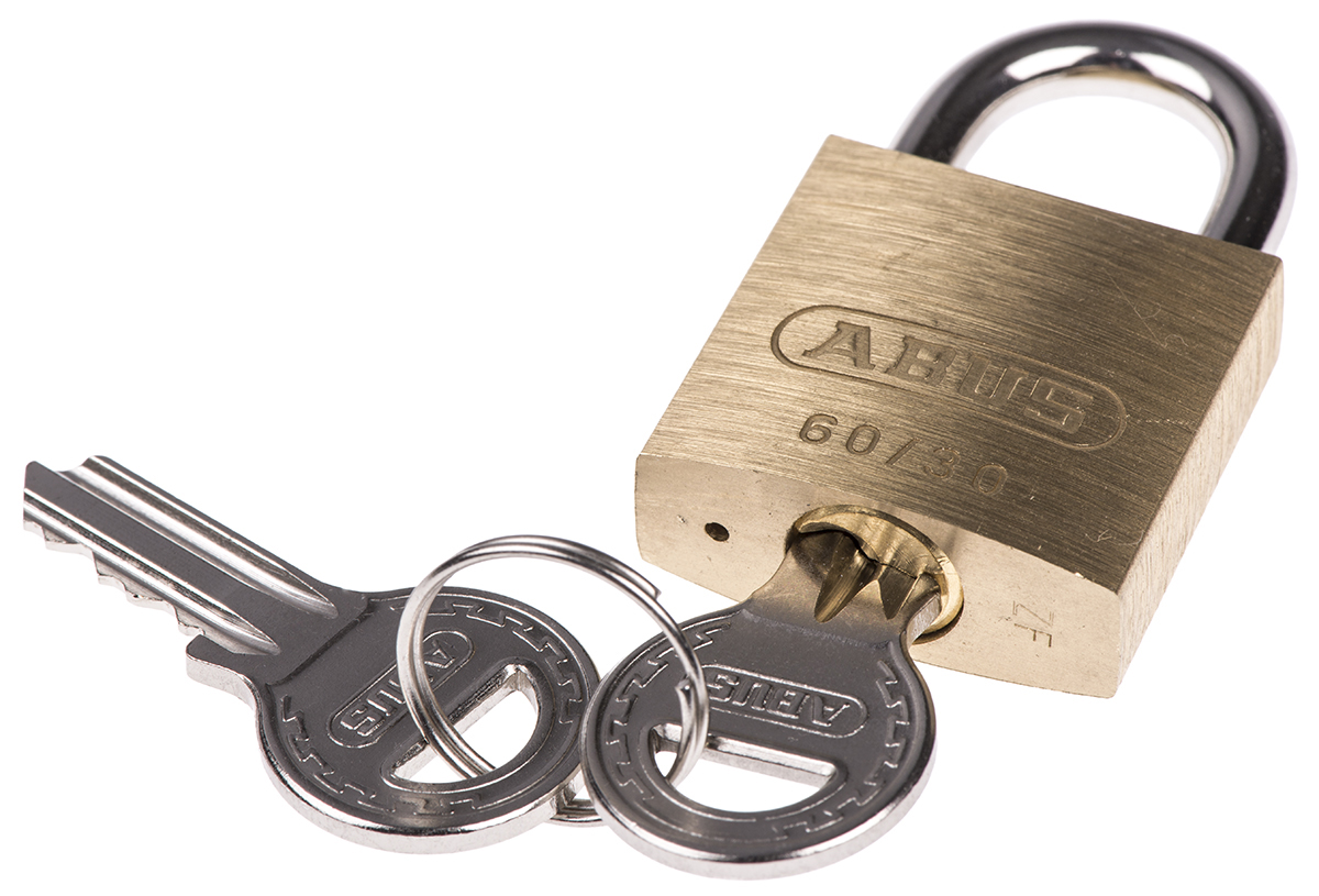 xr0060-30 ABUS Keyed Steel, Brass Padlock Weatherproof, 5 mm Shackle, 30 mm Body