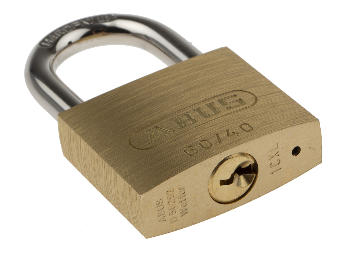 xr0060-40 ABUS Keyed Steel, Brass Padlock Weatherproof, 6 mm Shackle, 60 mm Body