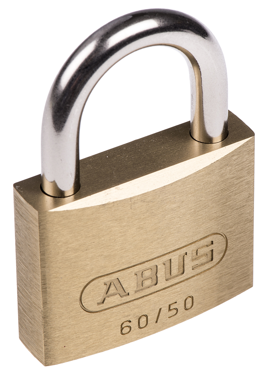 ABUS Keyed Brass, Steel Padlock Weatherproof, 7 mm Shackle, 50 mm Body