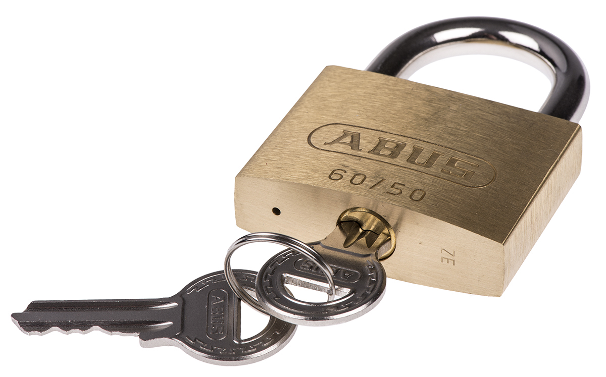 xr0060-50 ABUS Keyed Brass, Steel Padlock Weatherproof, 7 mm Shackle, 50 mm Body