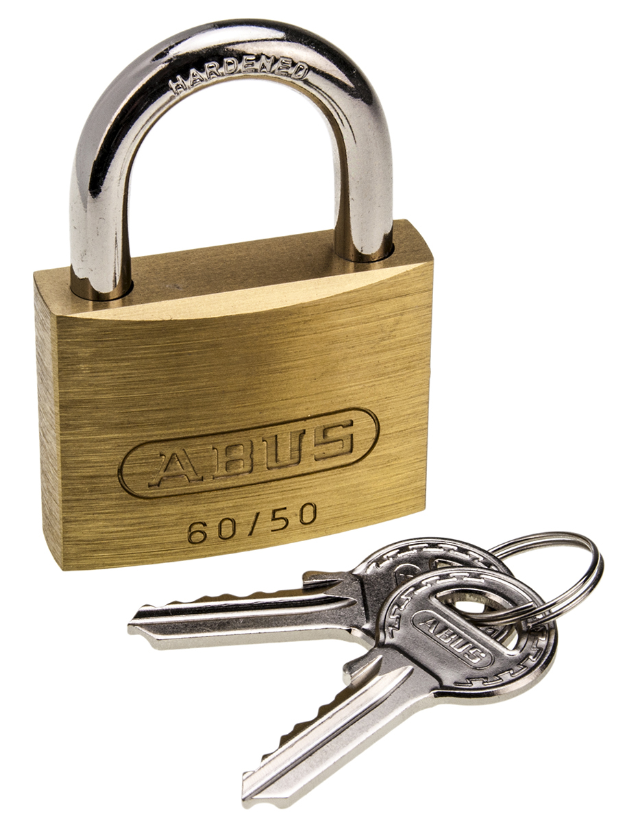 ABUS Keyed Steel, Brass Padlock Weatherproof Keyed Alike, 8 mm Shackle, 50 mm Body