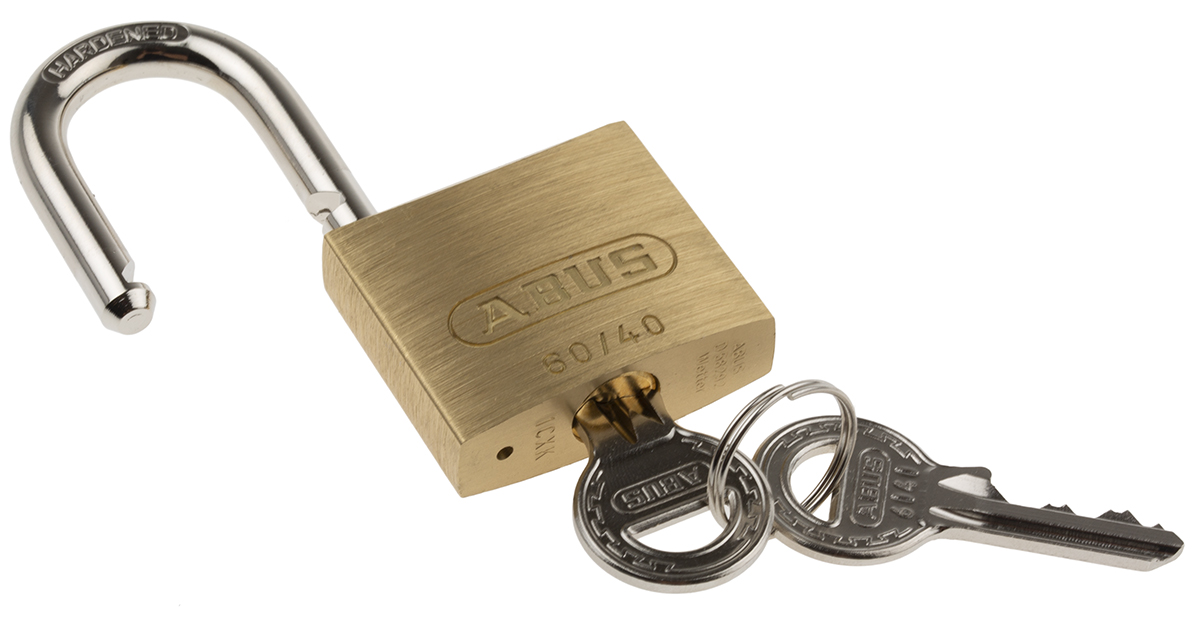 xr006040k1 ABUS Key Steel, Brass Padlock Weatherproof Keyed Alike, 6 mm Shackle, 4 mm Body