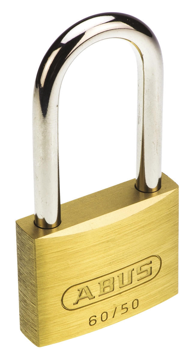 ABUS Keyed Brass, Steel Padlock Weatherproof Keyed Alike, 8 mm Shackle, 50 mm Body