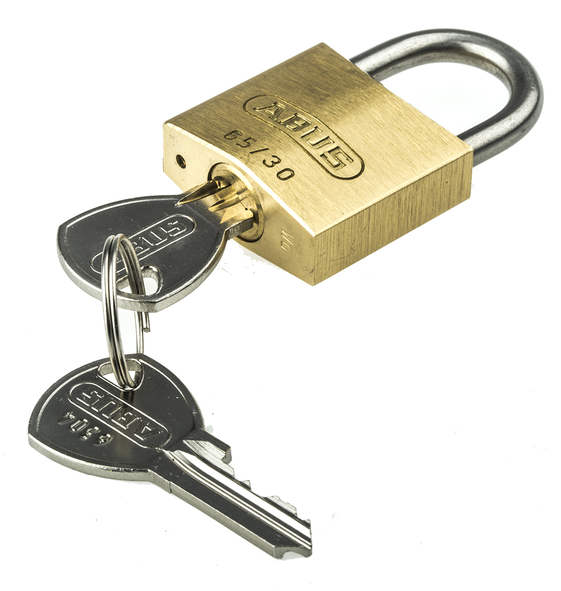 ABUS Keyed Stainless Steel, Brass Weatherproof Padlock Weatherproof Keyed Alike, 5 mm Shackle, 30 mm Body
