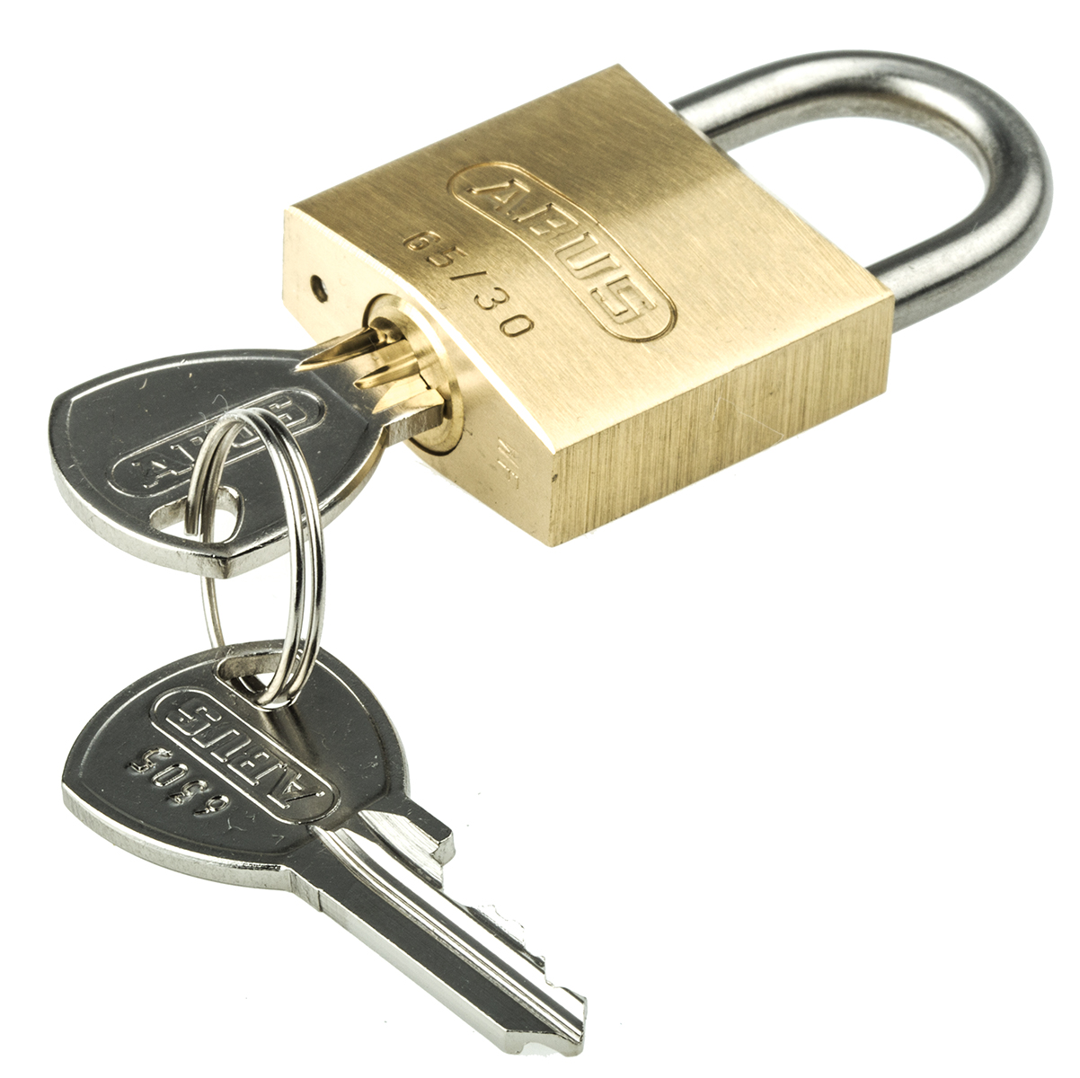 ABUS Key Stainless Steel, Brass Weatherproof Padlock Weatherproof Keyed Alike, 5 mm Shackle, 30 mm Body