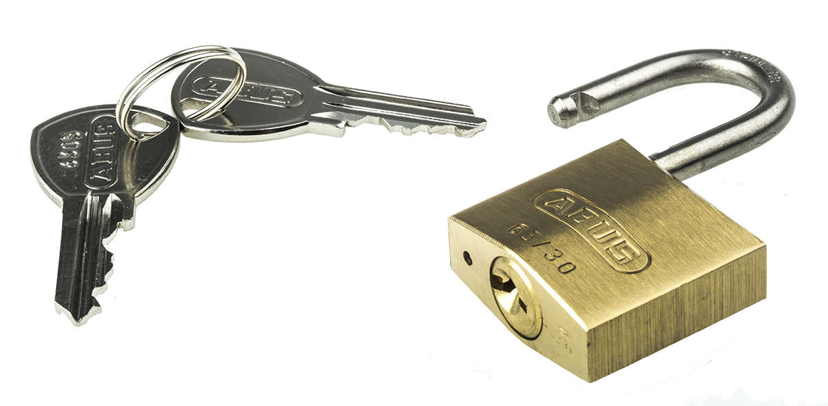 xr0065ib30ka8 ABUS Key Stainless Steel, Brass Weatherproof Padlock Weatherproof Keyed Alike, 5 mm Shackle, 30 mm Body