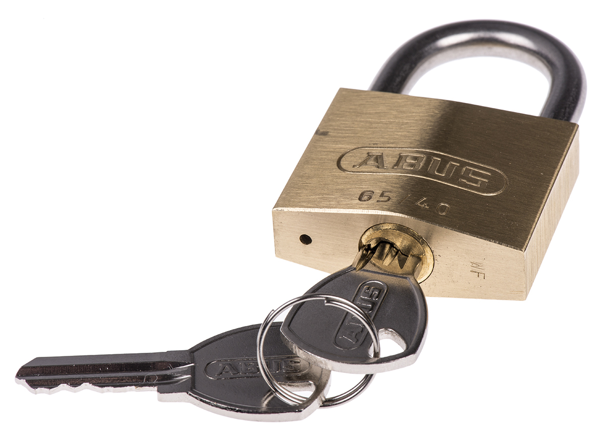 xr0065ib40 ABUS Keyed Brass Weatherproof Padlock Weatherproof, 6.5 mm Shackle, 60 mm Body