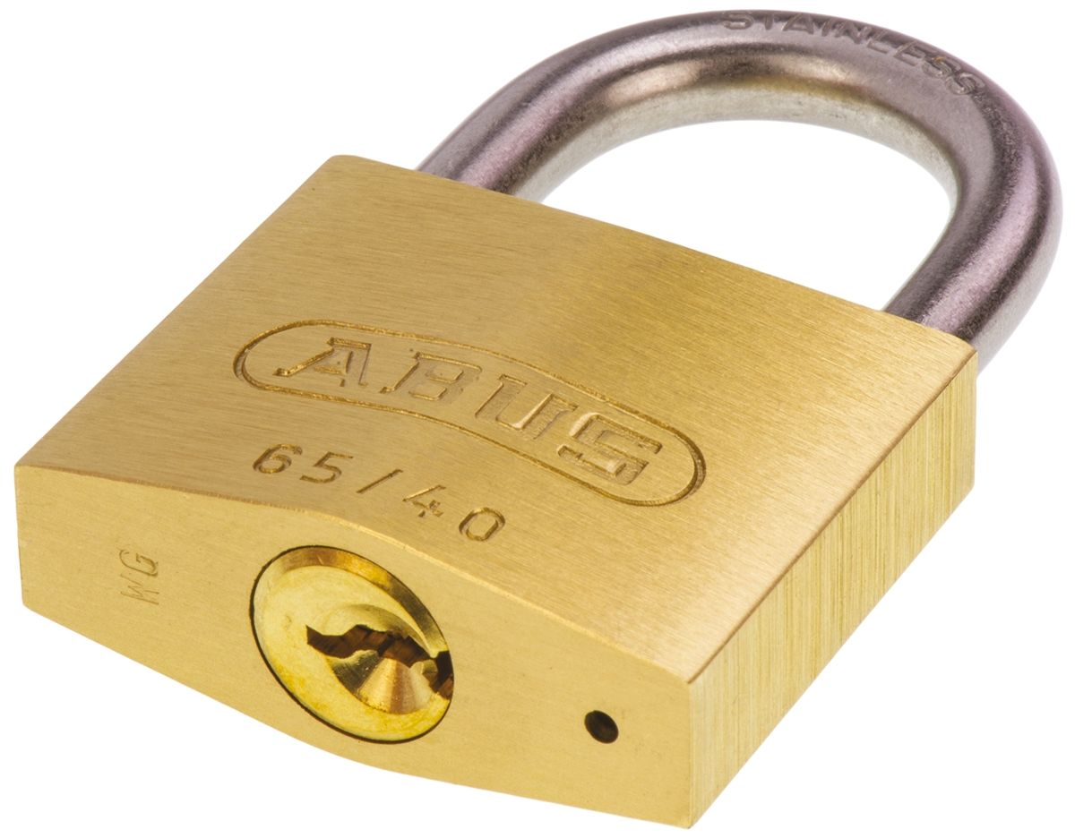 xr0065ib40ka7 ABUS Key Stainless Steel, Brass Weatherproof Padlock Weatherproof Keyed Alike, 6.5 mm Shackle, 60 mm Body