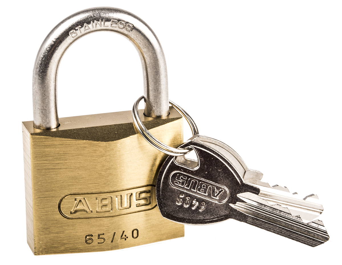ABUS Keyed Brass Weatherproof Padlock Weatherproof Keyed Alike, 6.5 mm Shackle, 60 mm Body