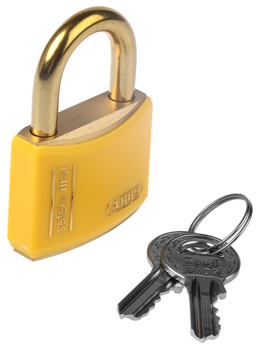 xr0084t40ka2 ABUS Keyed Brass Safety Padlock Weatherproof Keyed Alike, 6 mm Shackle, 43mm Body