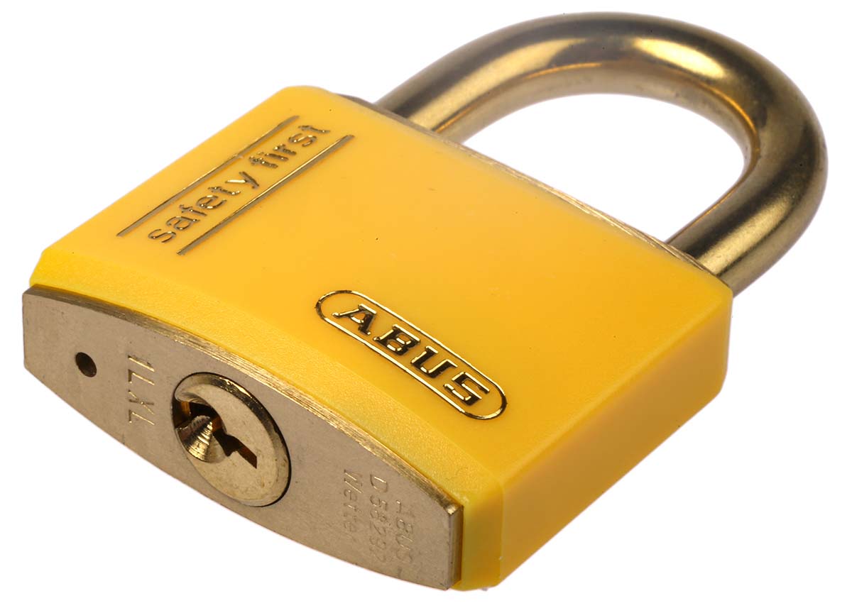 xr0084t40ka2 ABUS Keyed Brass Safety Padlock Weatherproof Keyed Alike, 6 mm Shackle, 43mm Body
