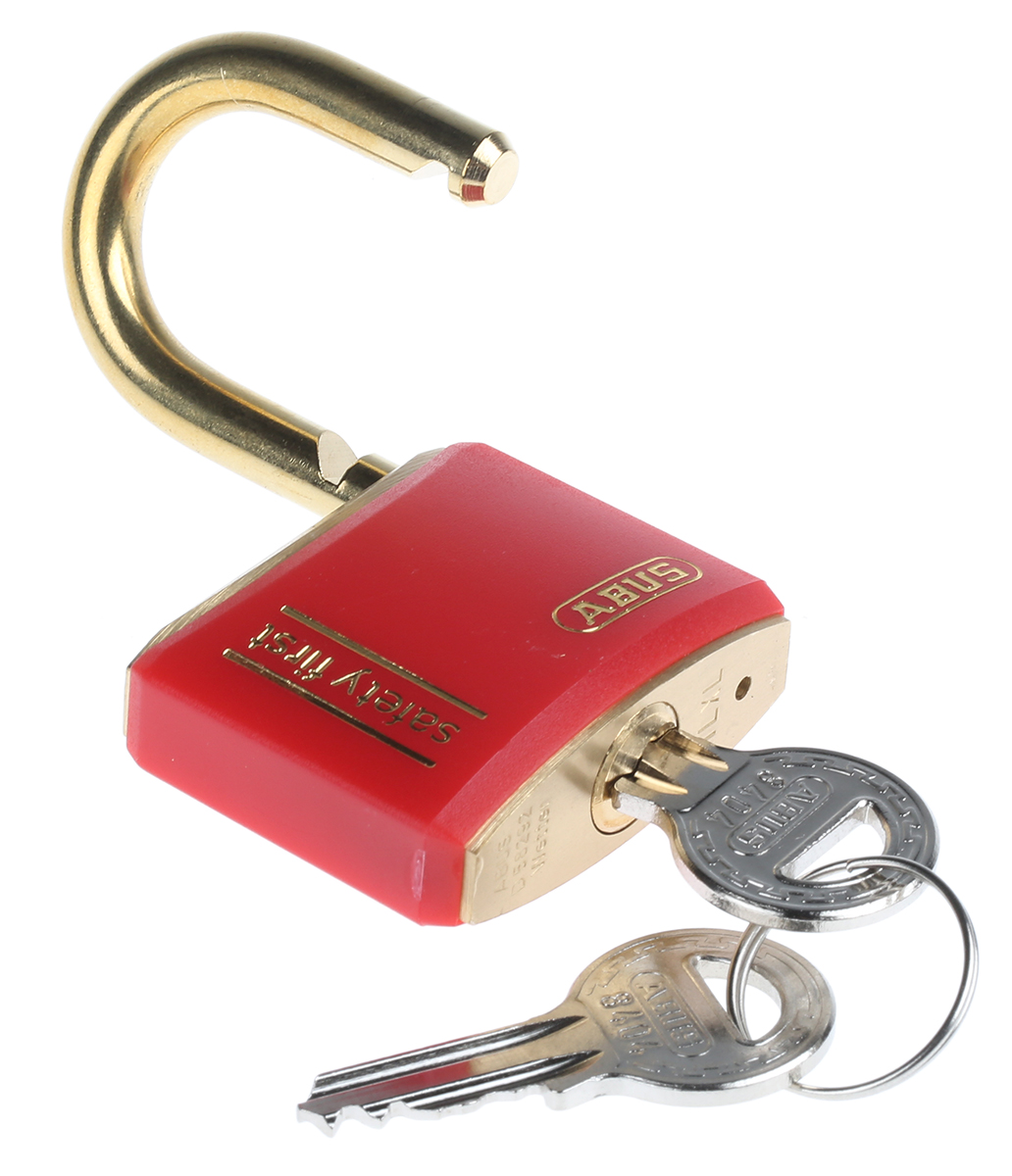 xr0084t40ka4 ABUS Keyed Brass Safety Padlock Weatherproof Keyed Alike, 6 mm Shackle, 43mm Body