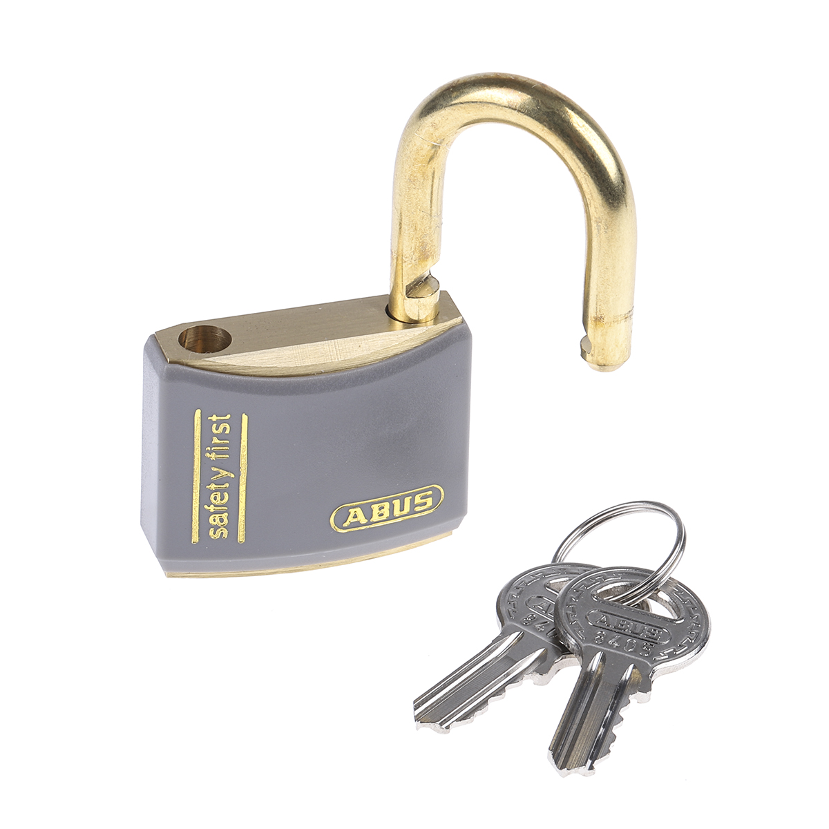 xr0084t40ka5 ABUS Keyed Brass Safety Padlock Weatherproof Keyed Alike, 6.5 mm Shackle, 43mm Body
