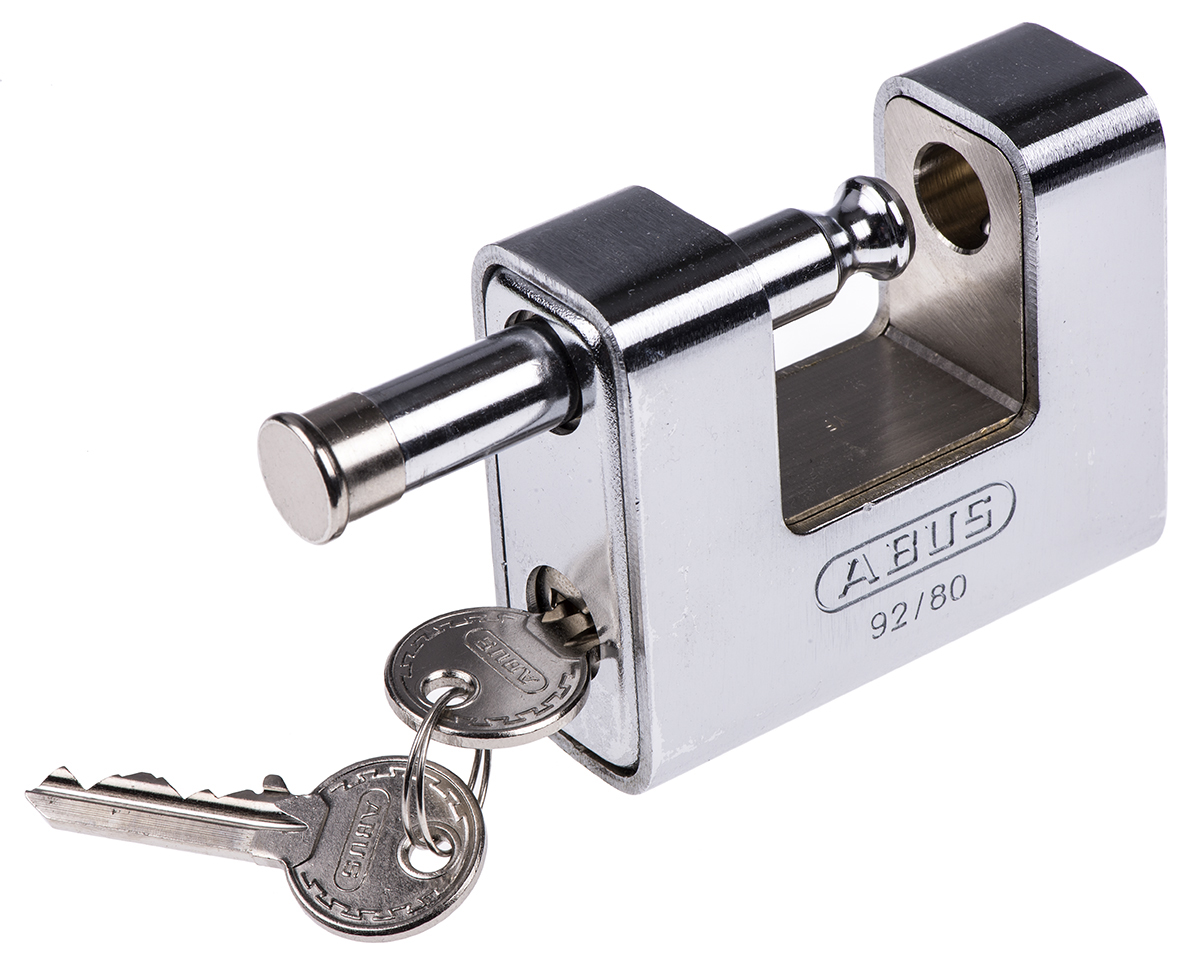 xr0092-80 ABUS Keyed Brass, Steel Padlock Weatherproof, 12 mm Shackle, 77 mm Body