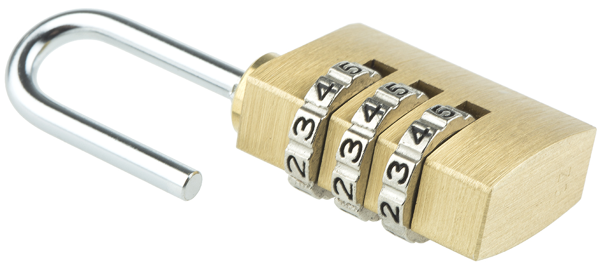 xr0165-20 ABUS Combination Padlock Steel, Brass Combination Padlock Weatherproof, 3 mm Shackle, 20 mm Body