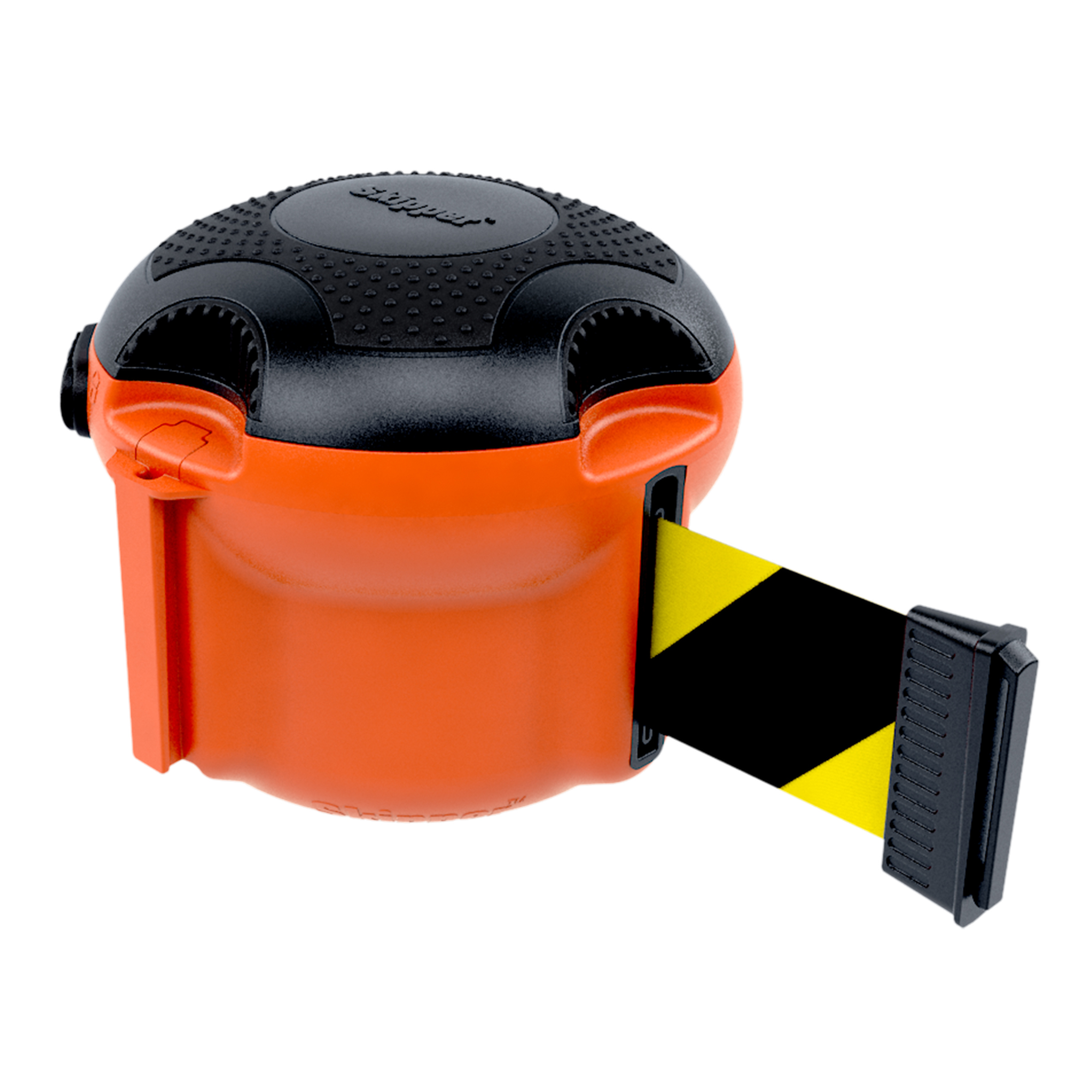 Skipper Orange Safety Barrier, Yellow, Black Tape, Polyester, Retractable Barrier, 9 m