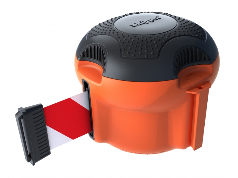Skipper Orange Safety Barrier, Red, White Tape, Retractable Barrier, 9 m
