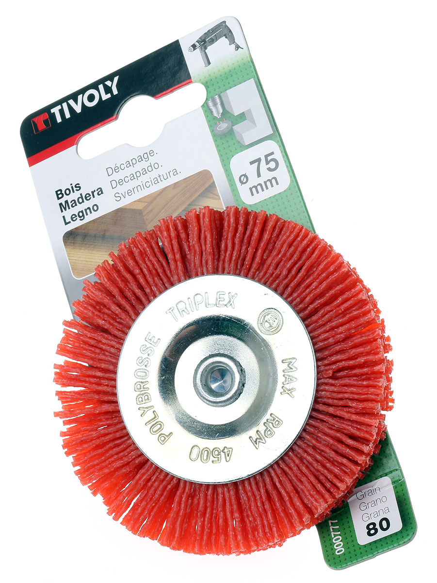 Tivoly Nylon Twisted Wire Abrasive Brush, 75 mm Diameter